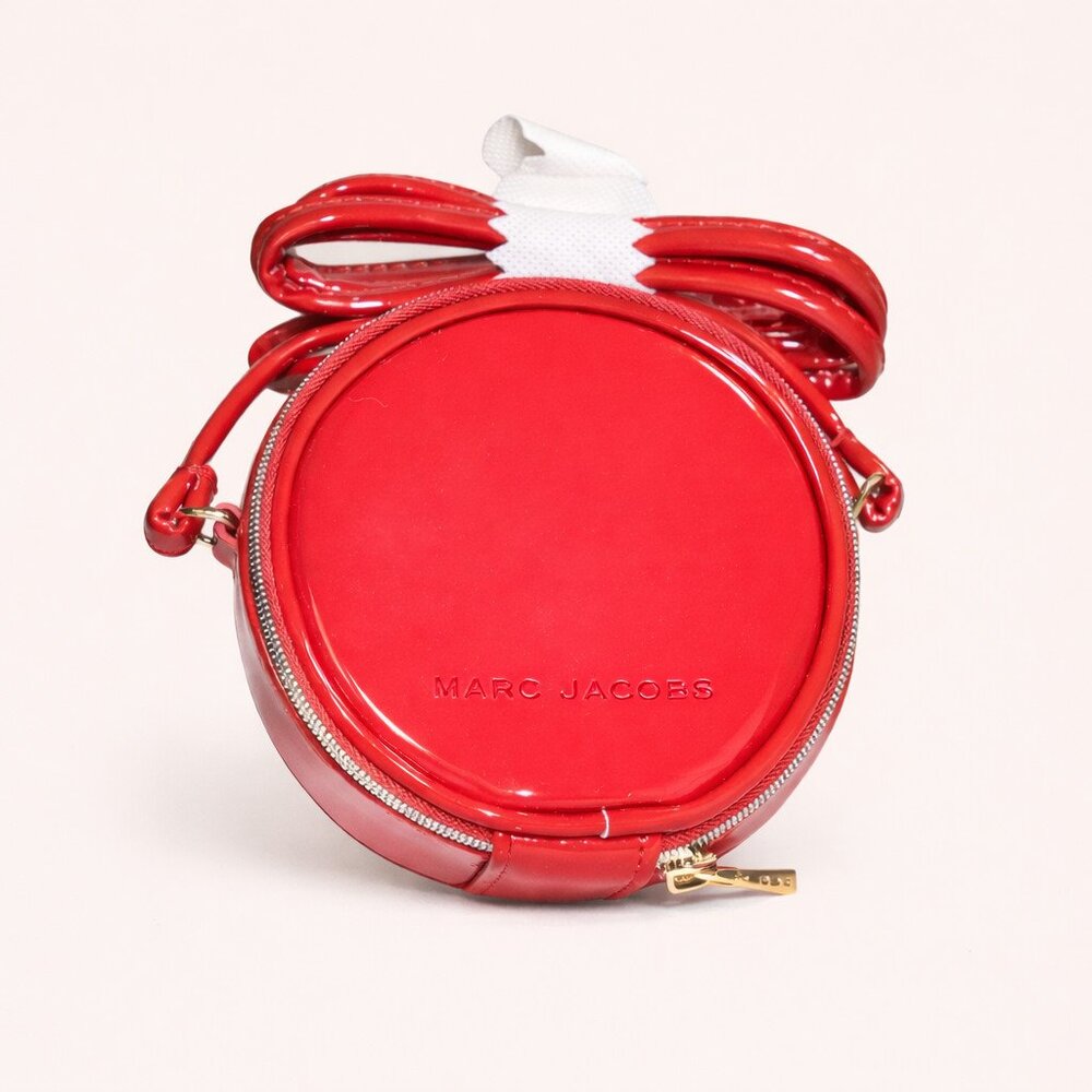 Marc Jacobs Red Patent Leather Round Mini Crossbody Bag New - Picture 4 of 6